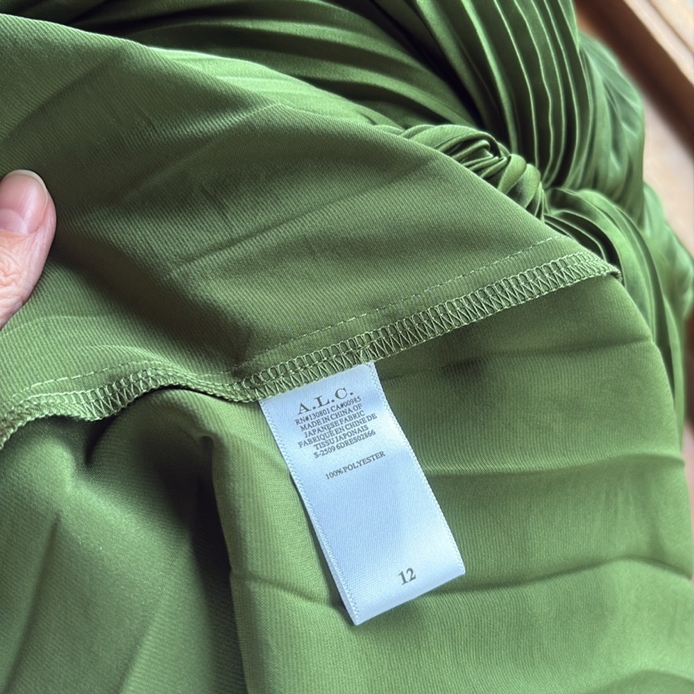 A.L.C. One-Shoulder Lara Pleated Gown in Ivy - Picture 7 of 11